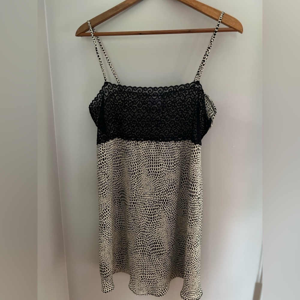 Secret Treasures Vintage Black and White Polka Dot Slip Dress L Fits S-M best